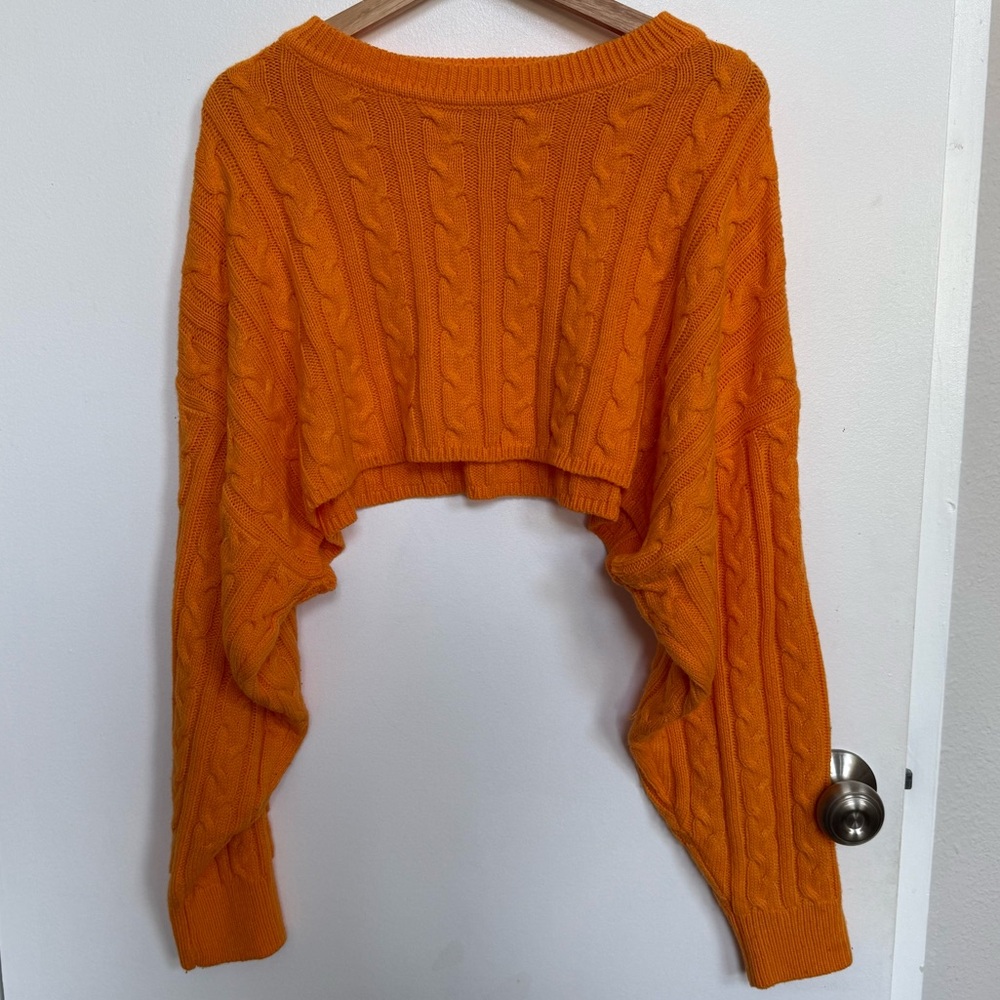 Fashion Nova Orange Cropped Cable Knit Sweater size M